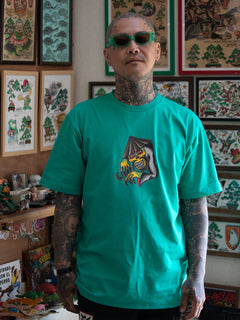Tokyo True Featured Artist Yusuke Hamamoto Piper Short Sleeve Tee - Emerald Green