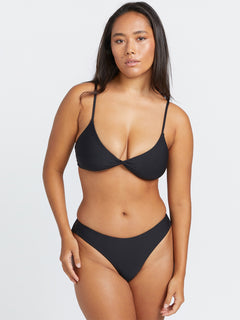 Simply Seamless V Neck Bikini Top - Black