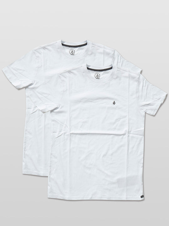 Solid Emb Short Sleeve 2Pack - White