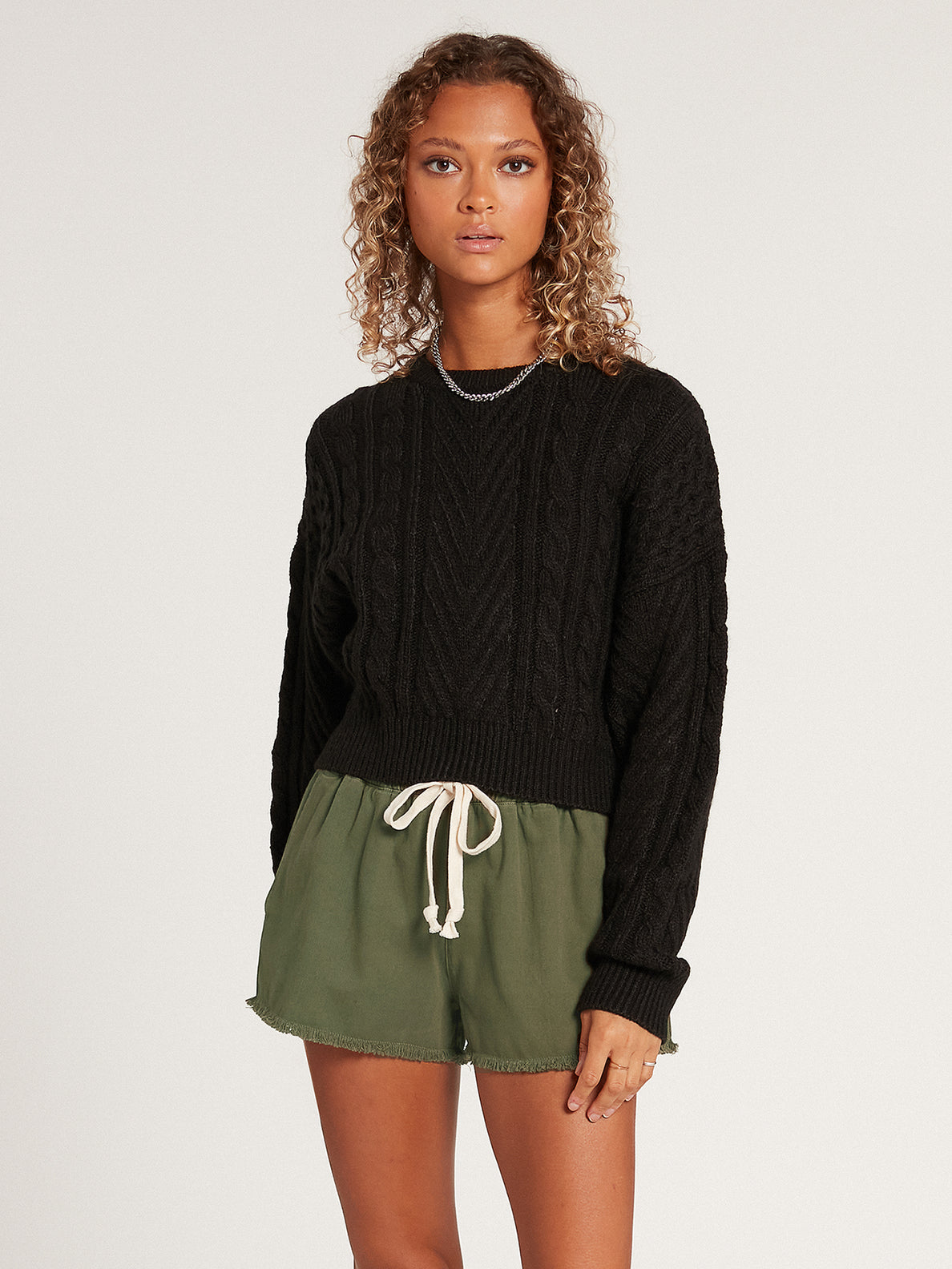 Cabled Babe Sweater Black (B0742002_BLK) [F]