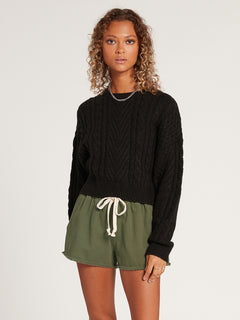 Cabled Babe Sweater Black (B0742002_BLK) [F]