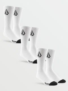 Full Stone Sock 3 Pack - White (D6302004_WHT) [B]