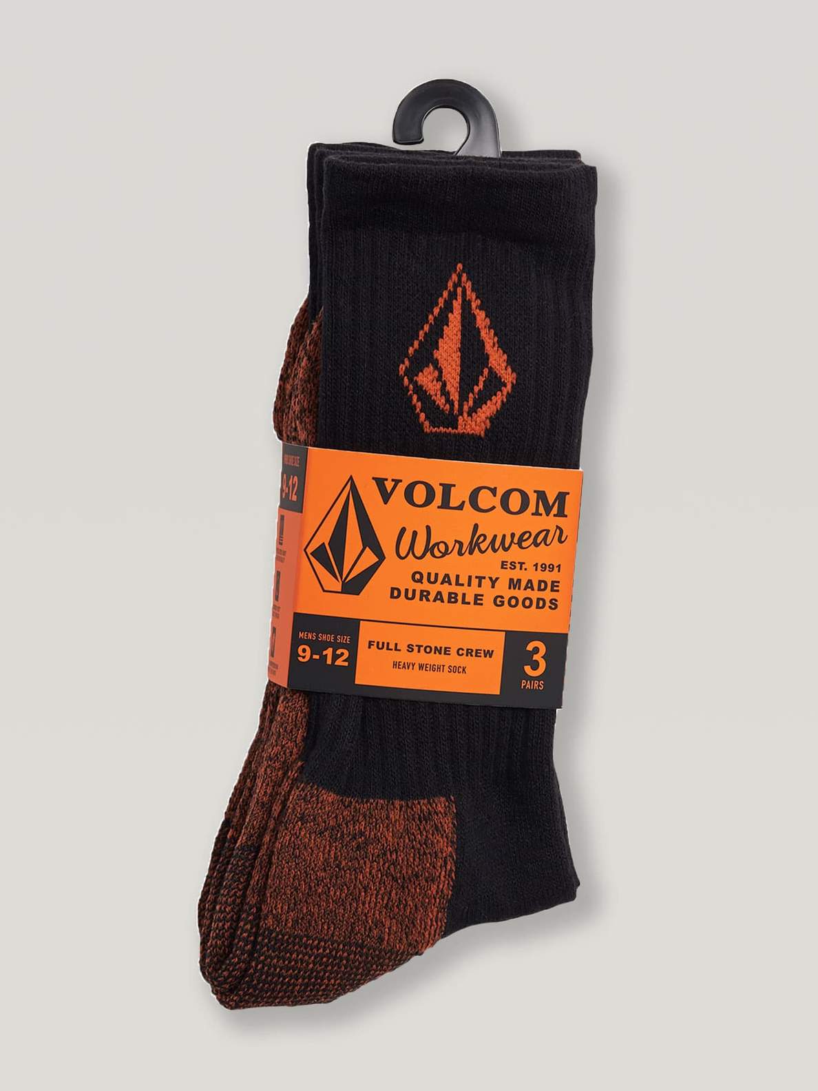 Volcom Workwear 3 Pack Socks  - Black