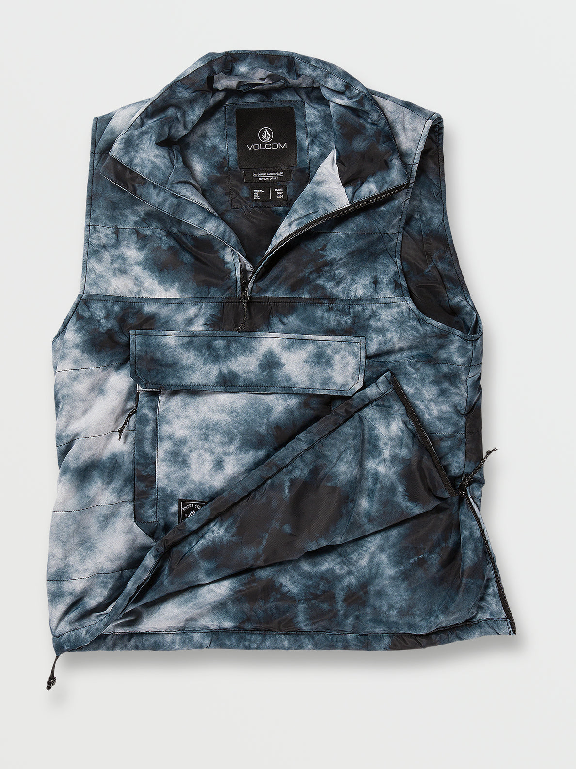 Womens Packable Puff Vest - Storm Tie-Dye