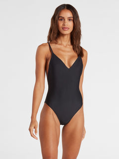 Simply Solid 1 piece Swimsuit - Black (O3032000_BLK) [F]